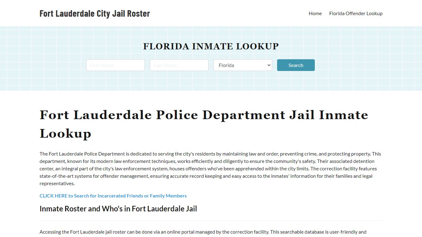 Fort Lauderdale Police Department & City Jail, FL Inmate Roster ...